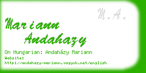 mariann andahazy business card