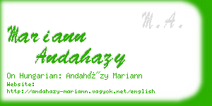 mariann andahazy business card